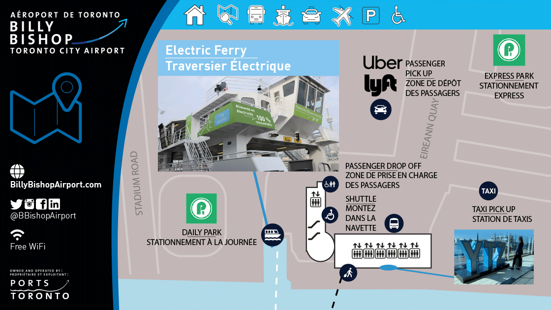 Carte de l'emplacement du ferry sur le continent. Cliquez pour obtenir une version PDF plus grande de la carte.