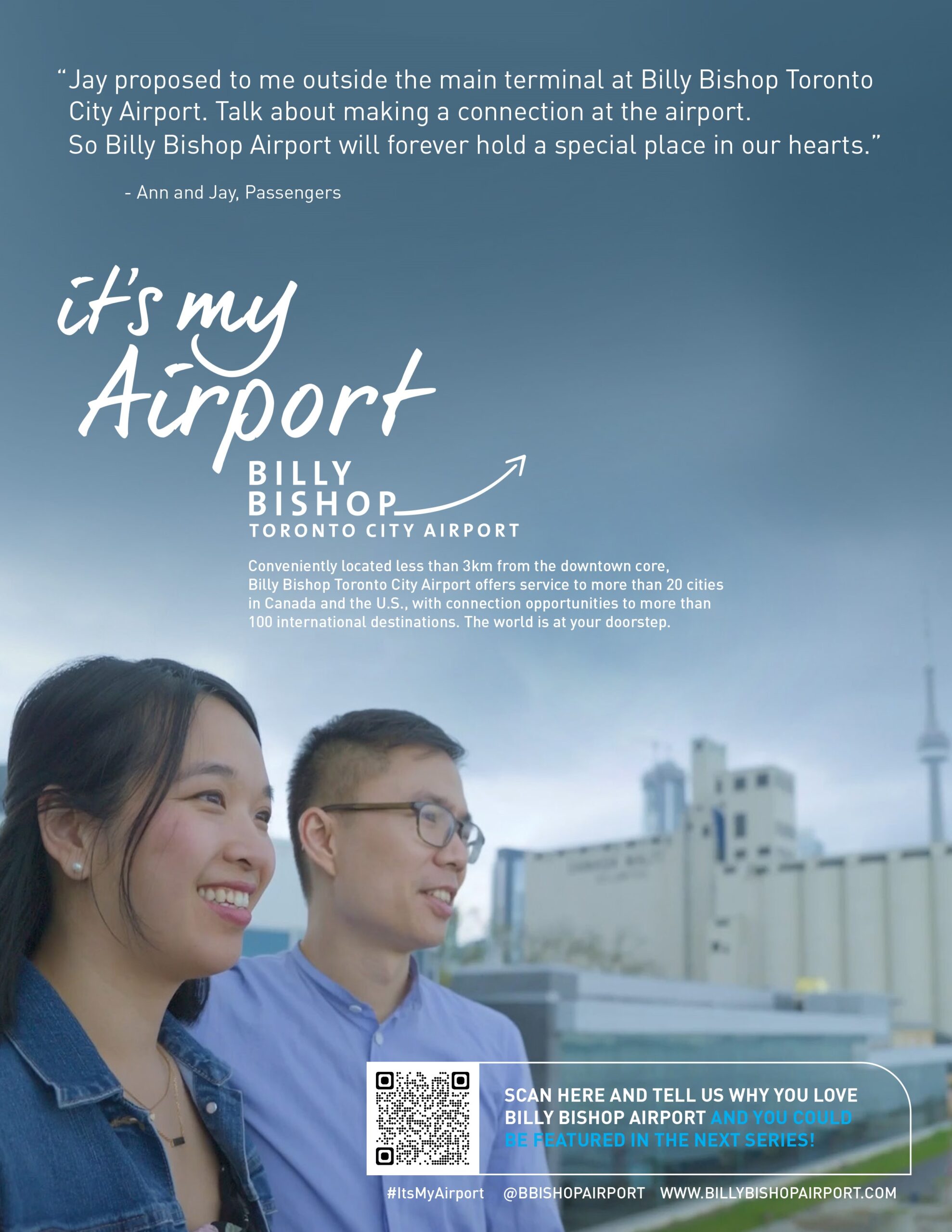 Jay proposed to me outside the main terminal at Billy Bishop Toronto City Airport. Talk about making a connection at the airport. So Billy Bishop Airport will forever hold a special place in our hearts. 