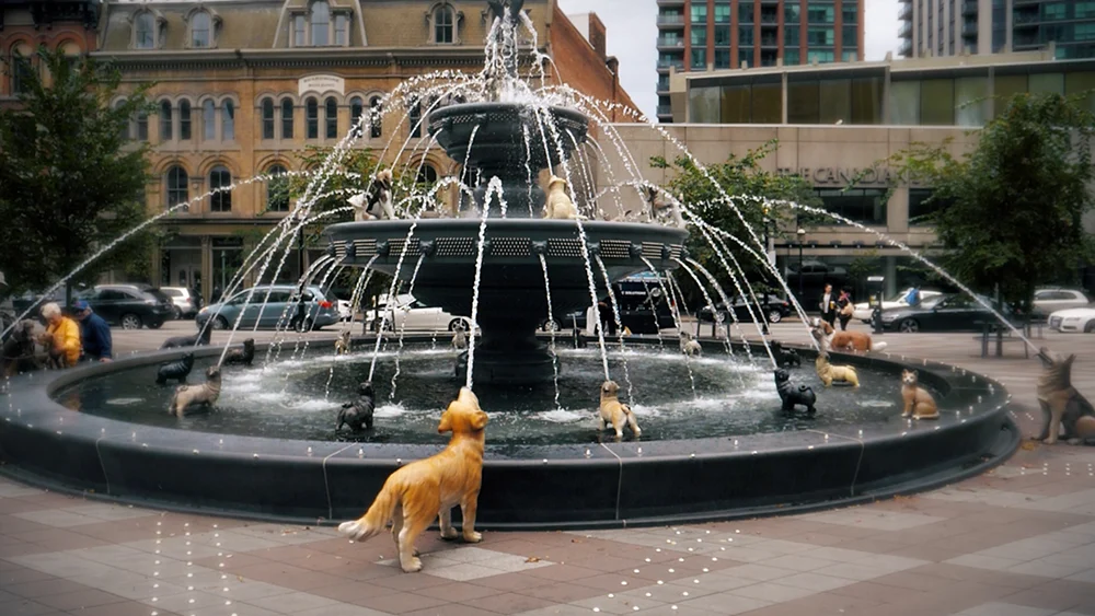 Dog fountain in downtown Toronto